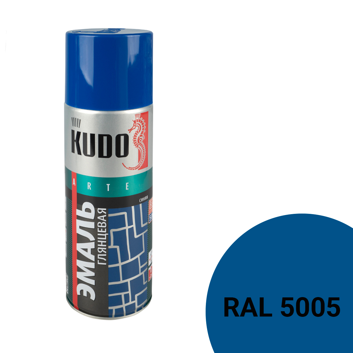 Аэрозольная алкидная краска Kudo KU-1011, 520 мл, синяя 