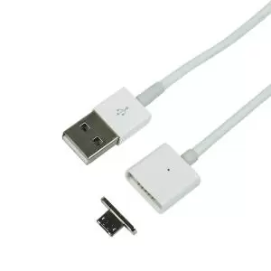 USB кабель micro USB магнитный со съемнымштекером, 1м белый
